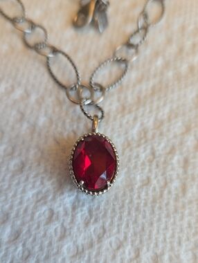 Designer GAI Deep Red Crystal On SS Cable Chain
